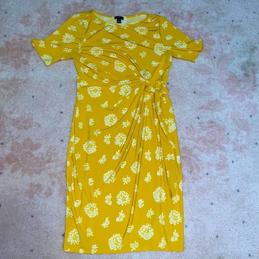 ann taylor yellow & white dress size: XS